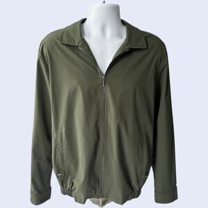 Mens M Olive Green Bomber Jacket Lightweight Casual Full Zip Windbreaker